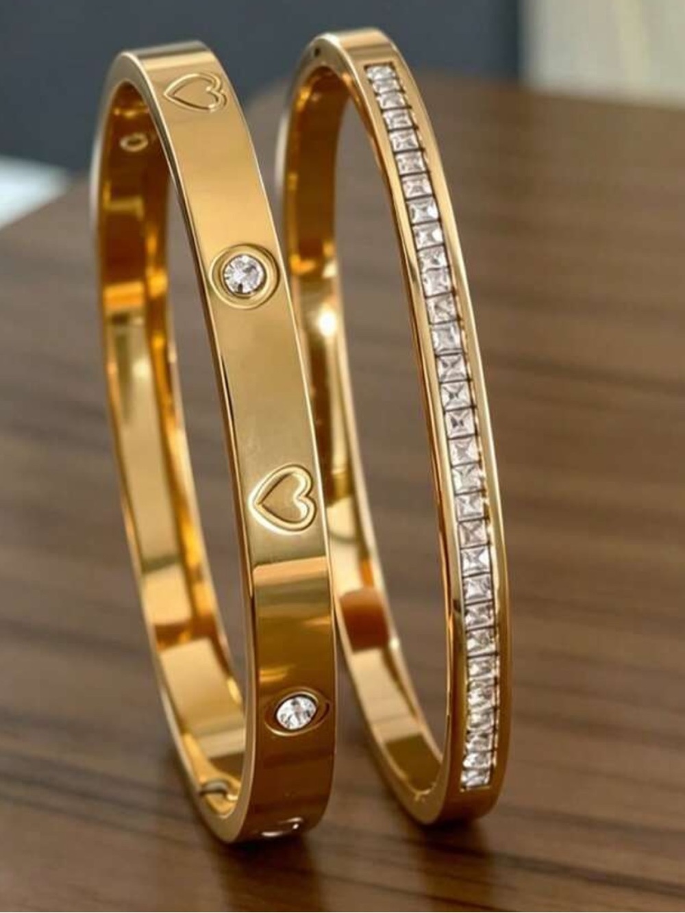Kohl's Gold-Tone Heart & Crystal Stackable Bangle Set